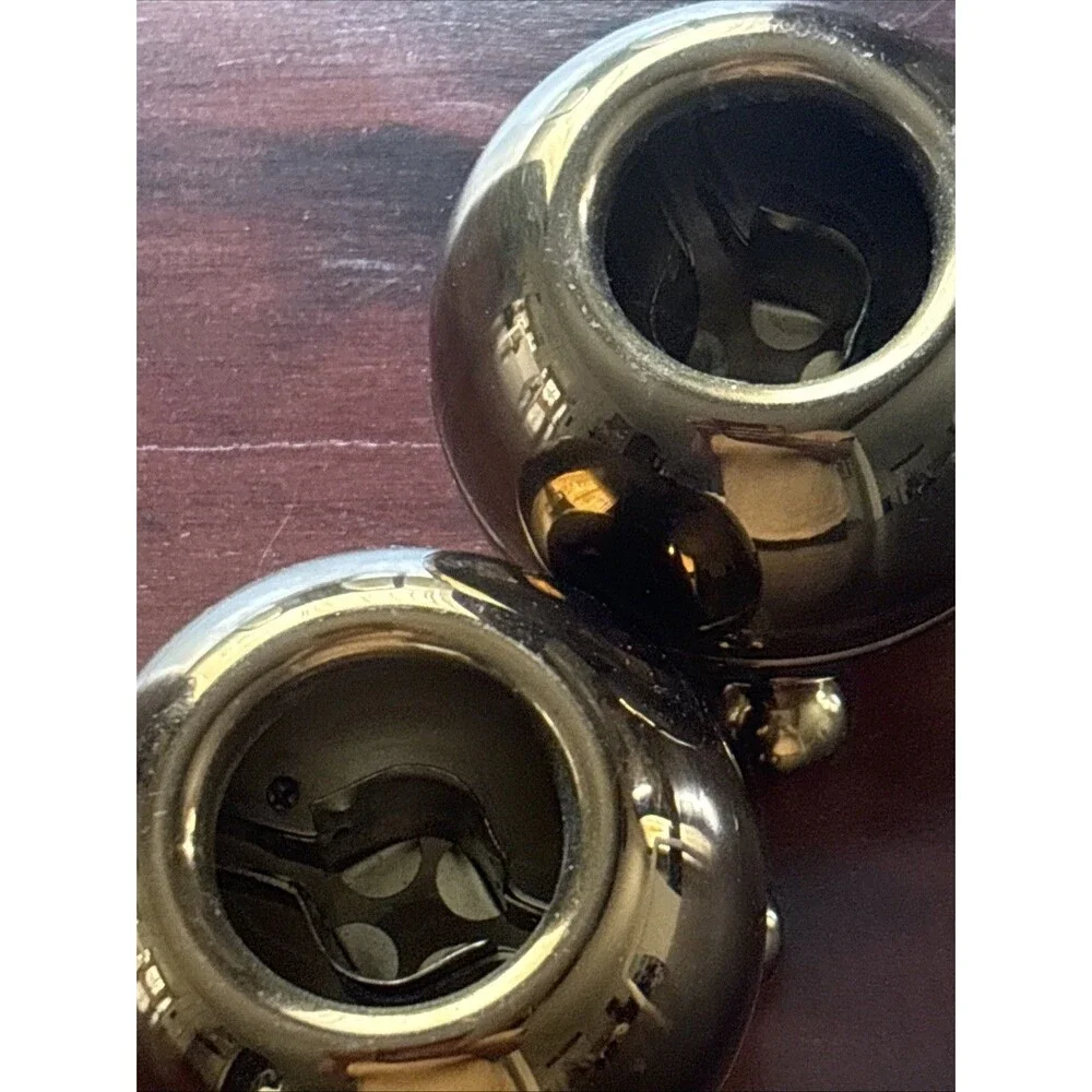 MCM Pilcher Brass Footed Orb Candlestick Holder Round Vintage Pair